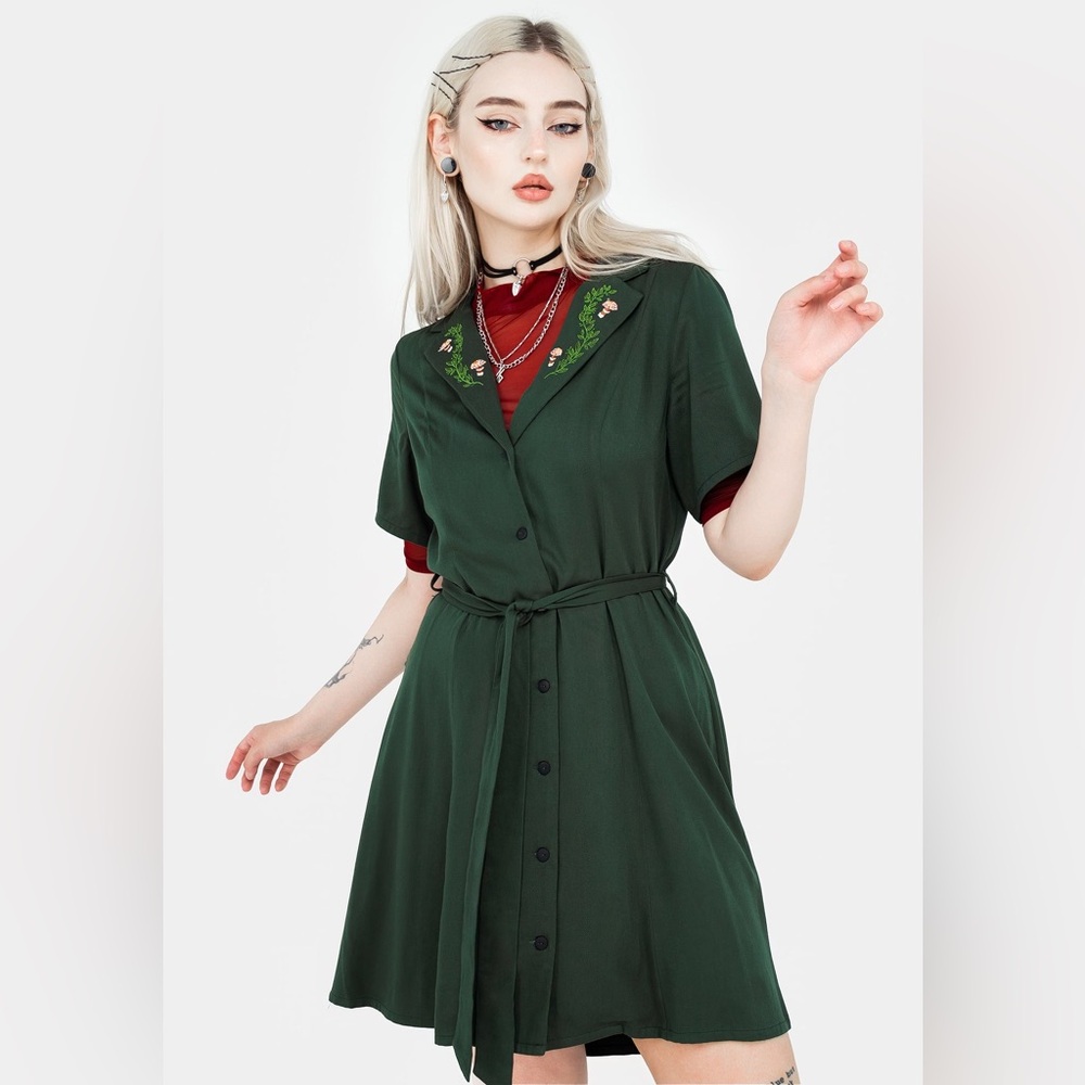Disturbia Fable Button Up Mini Shirt Dress US 8 / UK 12 - Picture 6 of 11